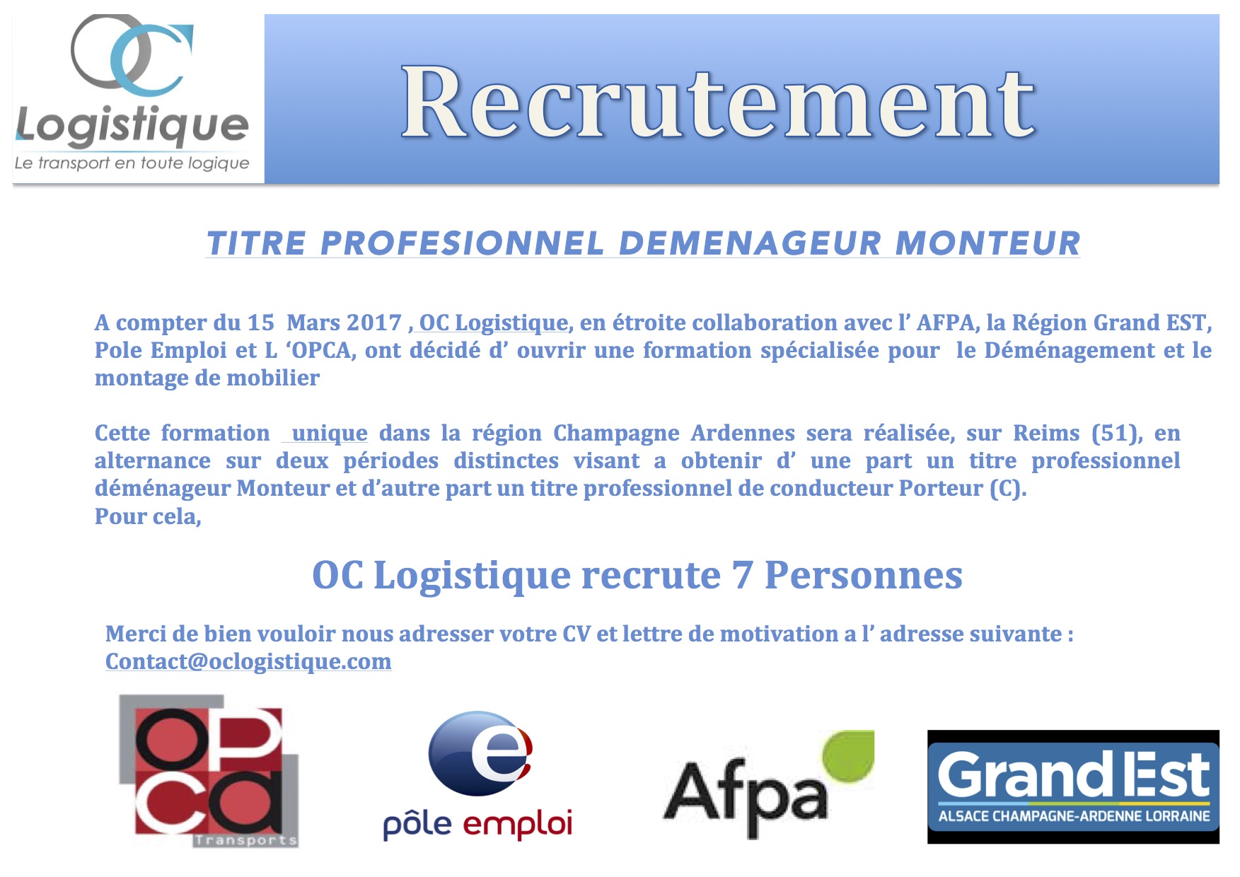 Formation Déménageur Monteur 2017